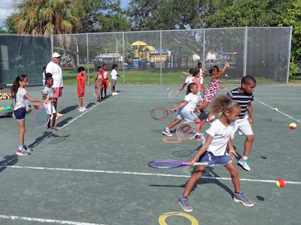 Youth tennis players participating in programs at the St. Pete Tennis Center