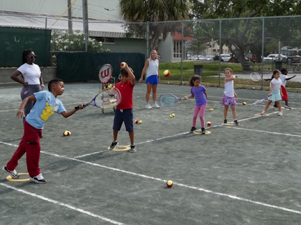 Young tennis players participating in the St. Pete Tennis Center youth program